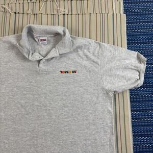 Vintage Toys R Us Polo Shirt Mens XL Gray Employee Logo Anvil Made USA 90s RARE